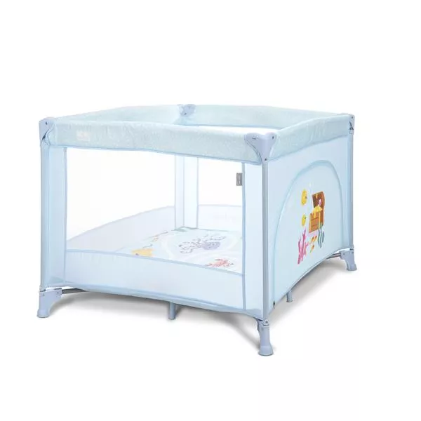 Tarc de joaca Play N Relax, 100x100x75 cm, deschidere laterala cu fermoar, geanta de transport, Airy Blue Sea 2