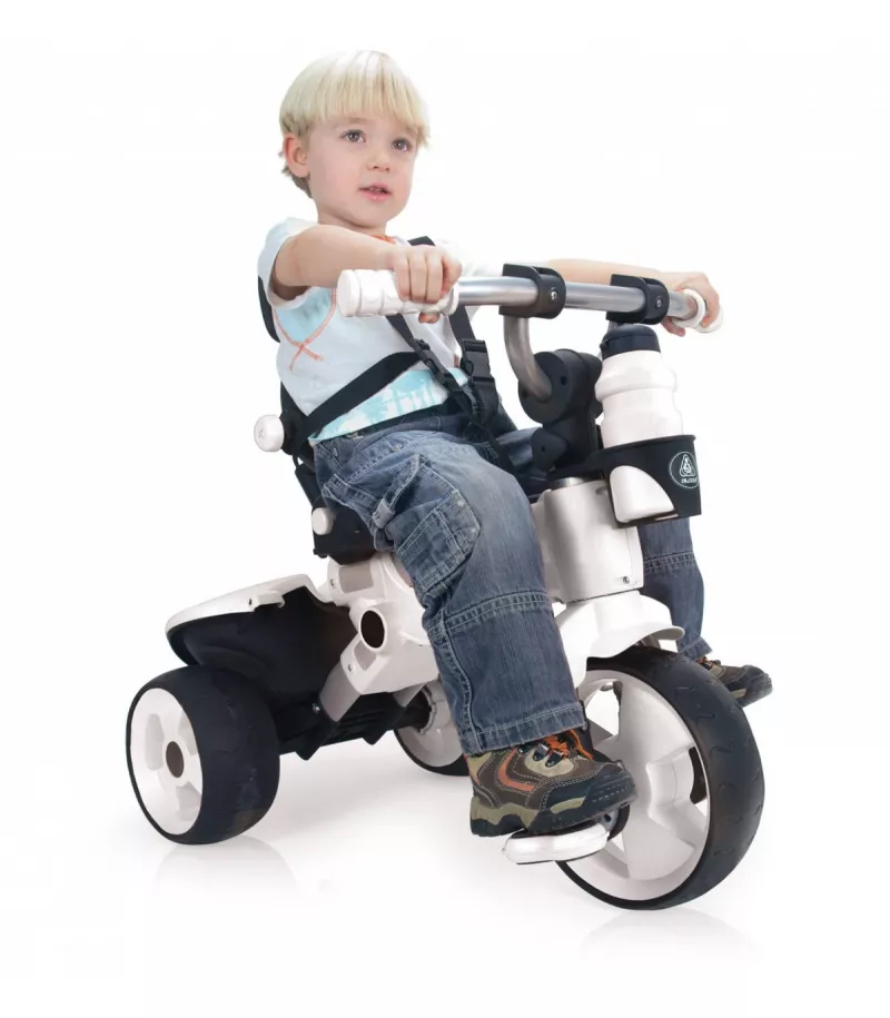 Tricicleta cu pozitie de somn pentru copii, Injusa, City Max, maner parental, cadru din aluminiu, 8 luni+, Alb cu Negru 8