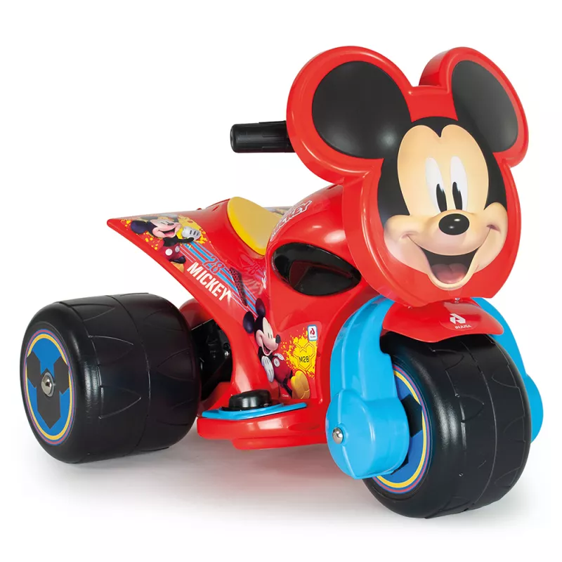 Tricicleta electrica pentru copii, Injusa, licenta Disney, Mickey Mouse, 6V, cu pedala de acceleratie, 1-3 ani, Rosu cu Albastru 1