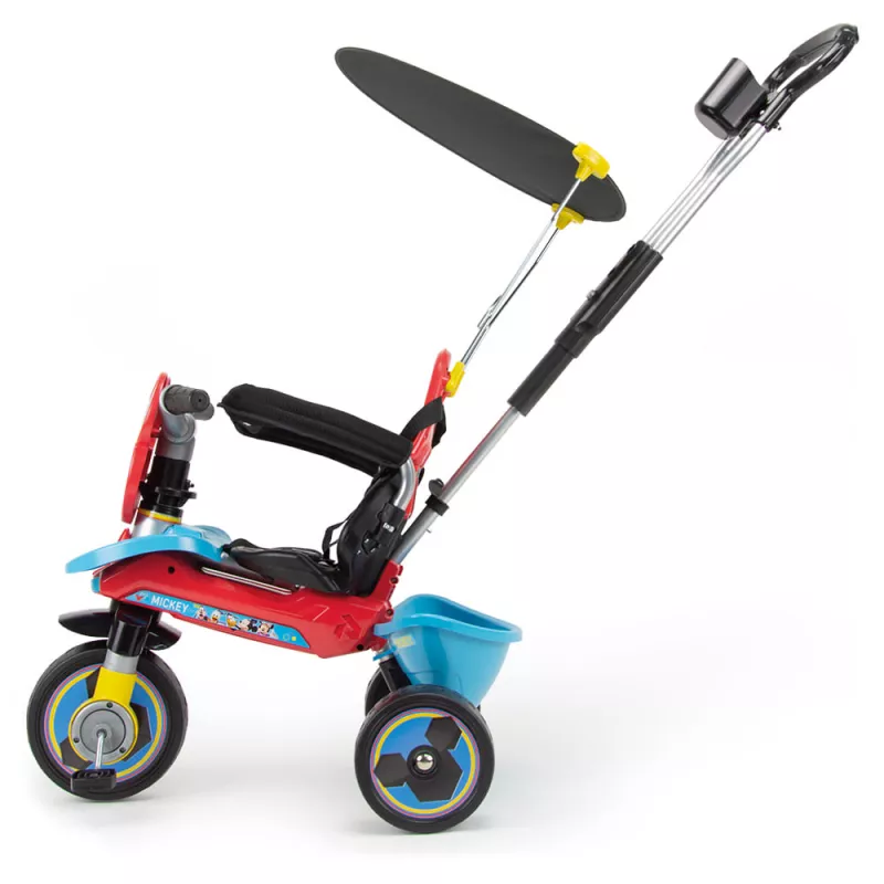 Tricicleta evolutiva pentru copii Injusa, licenta Disney, Mickey Mouse, cu maner parental, anvelope EVA, 10 luni-3 ani, Multicolor 2