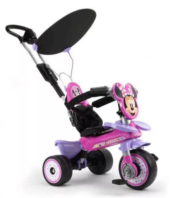 Tricicleta evolutiva pentru copii, Injusa, licenta Disney, Minnie Mouse, cu maner parental, anvelope EVA, 18 luni-3 ani 1