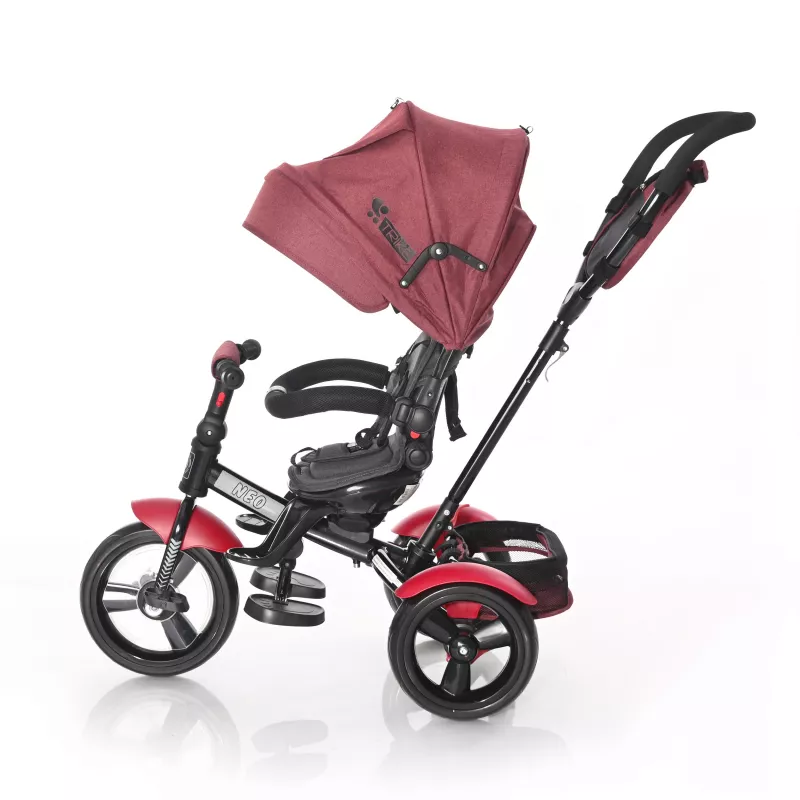 Tricicleta multifunctionala 4in1, Neo Air, roti mari cu camera, Red & Black Luxe 3