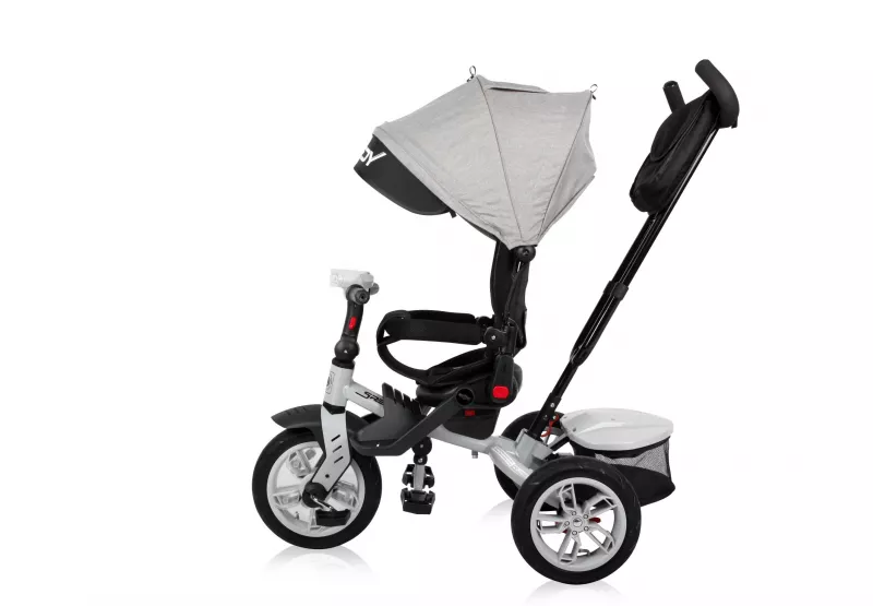 Tricicleta multifunctionala 4in1, Speedy Air, roti cu camera, scaun rotativ, Grey & Black 4