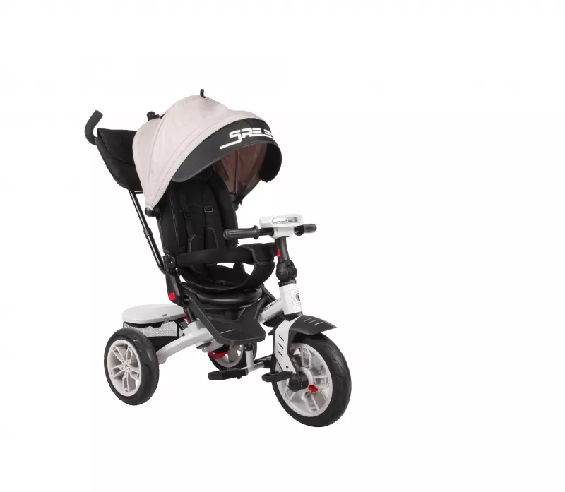 Tricicleta multifunctionala 4in1, Speedy Air, roti cu camera, scaun rotativ, Ivory&Black 2