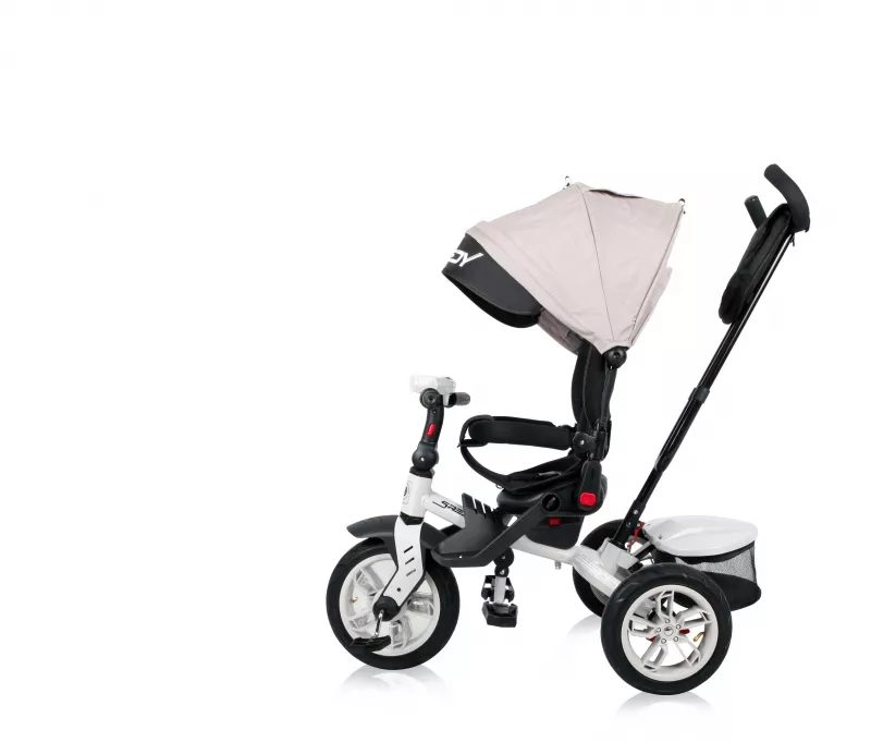 Tricicleta multifunctionala 4in1, Speedy Air, roti cu camera, scaun rotativ, Ivory&Black 4