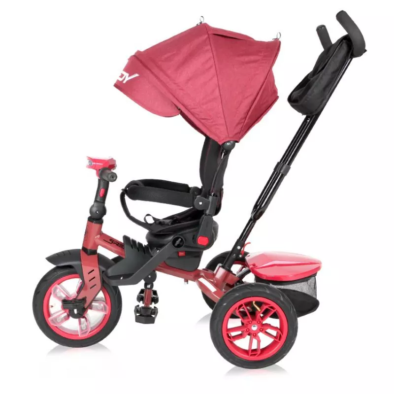 Tricicleta multifunctionala 4in1, Speedy Air, roti cu camera, scaun rotativ, Red & Black 4