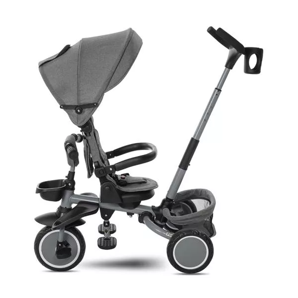 Tricicleta pentru copii, Freccia, multifunctionala, pliabila, sezut rotativ 360 grade, Grey & Black 4