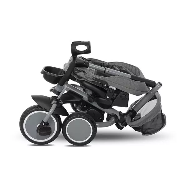 Tricicleta pentru copii, Freccia, multifunctionala, pliabila, sezut rotativ 360 grade, Grey & Black 5