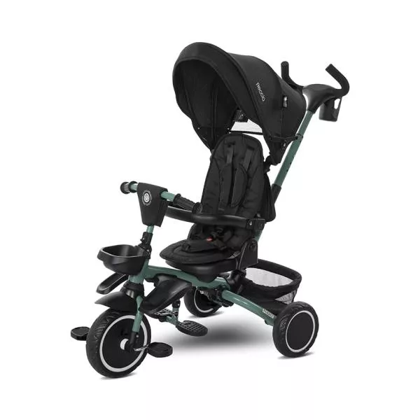 Tricicleta pentru copii, Freccia, multifunctionala, pliabila, sezut rotativ 360 grade, Black & Green 1