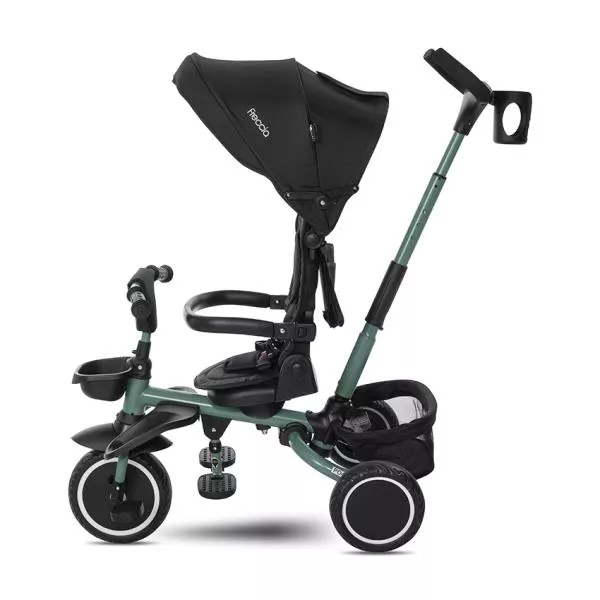 Tricicleta pentru copii, Freccia, multifunctionala, pliabila, sezut rotativ 360 grade, Black & Green 3