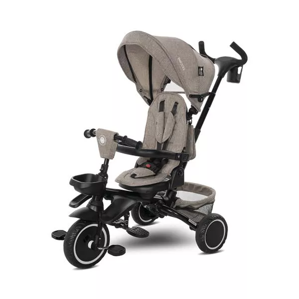 Tricicleta pentru copii, Freccia, multifunctionala, pliabila, sezut rotativ 360 grade, Beige & Black 1