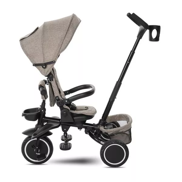 Tricicleta pentru copii, Freccia, multifunctionala, pliabila, sezut rotativ 360 grade, Beige & Black 4