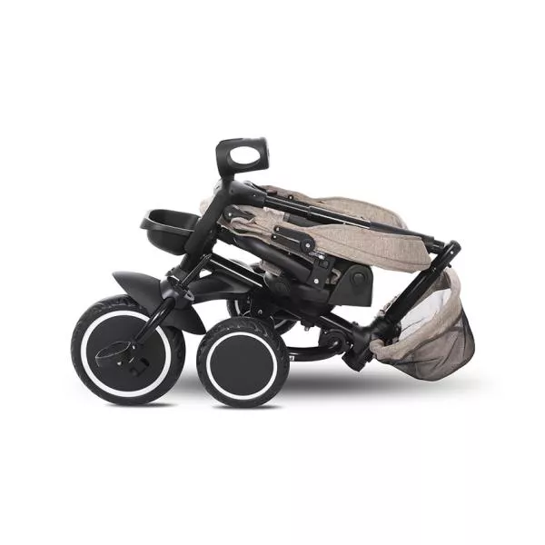 Tricicleta pentru copii, Freccia, multifunctionala, pliabila, sezut rotativ 360 grade, Beige & Black 5