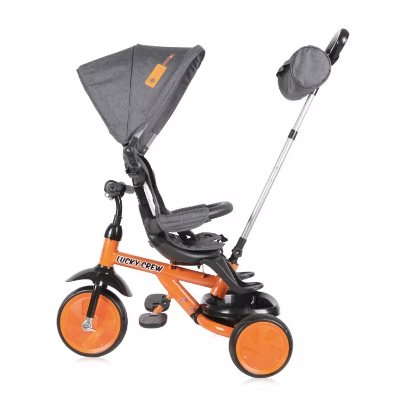 Tricicleta pentru copii, Lucky Crew, multifunctionala, Black & Orange 3