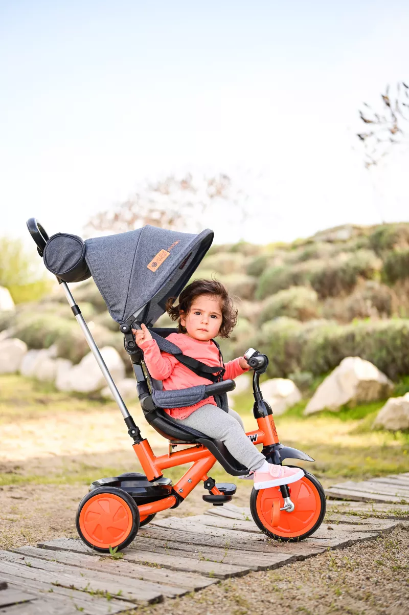 Tricicleta pentru copii, Lucky Crew, multifunctionala, Black & Orange 6