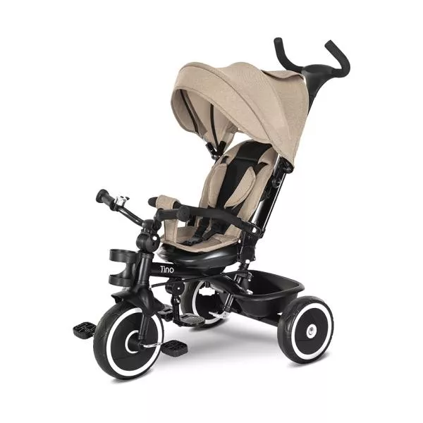Tricicleta pentru copii, Tino, sezut rotativ 360 grade, scaun rabatabil, control parental, Beige 1