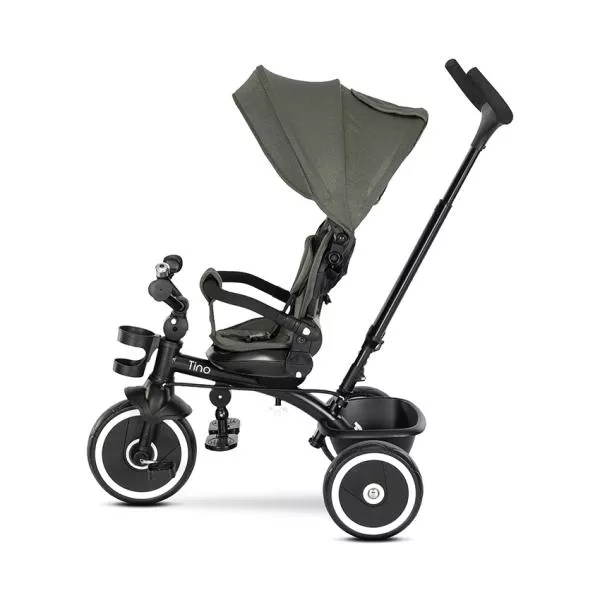 Tricicleta pentru copii, Tino, sezut rotativ 360 grade, scaun rabatabil, control parental, Green 3