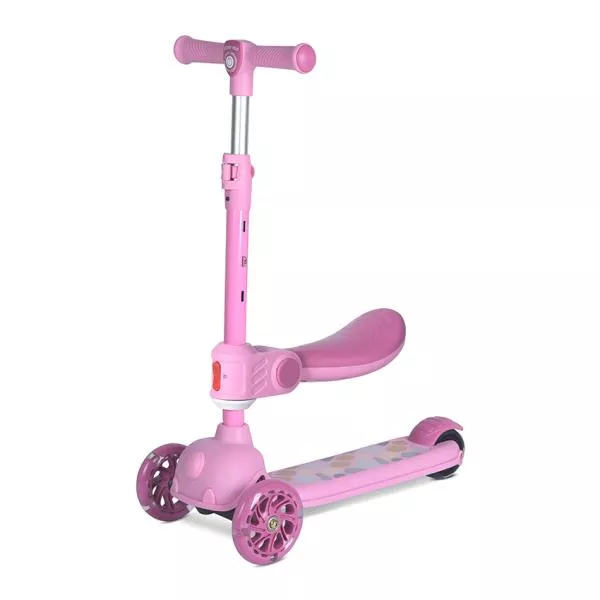 Trotineta, Jetster Plus, 3 ani+, pana la 20 kg, scaun pliabil si reglabil 4 pozitii, roti PU cu luminite, Pink 1