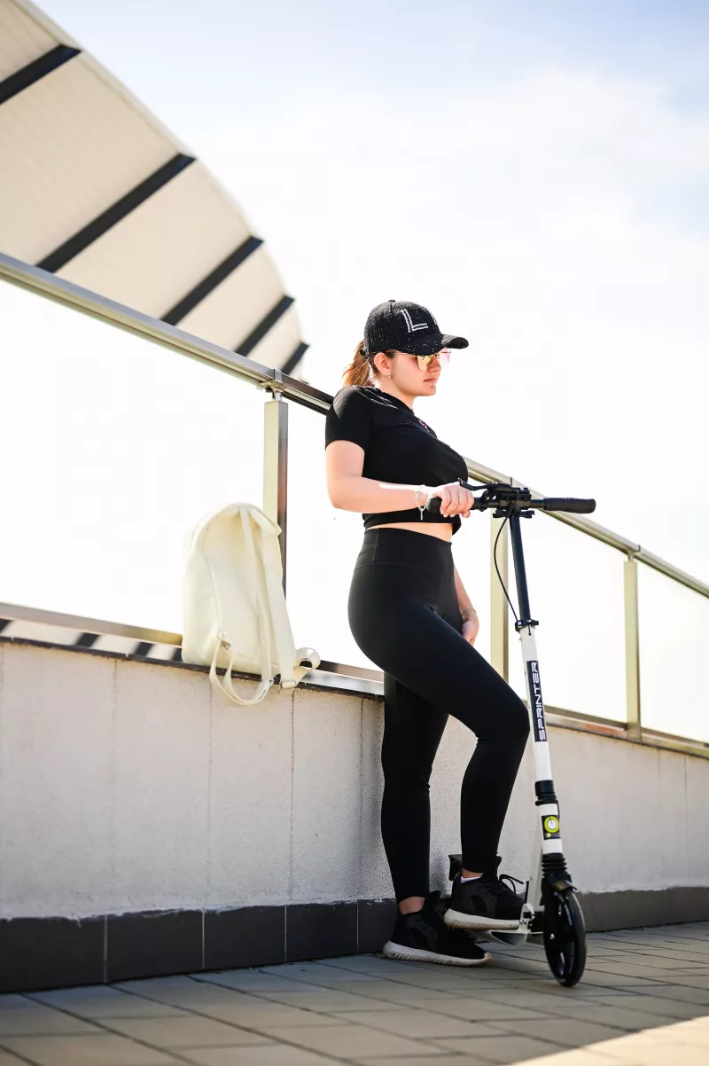 Trotineta pentru adolescenti si adulti, Sprinter, pliabila, frana pe disc, Black 9