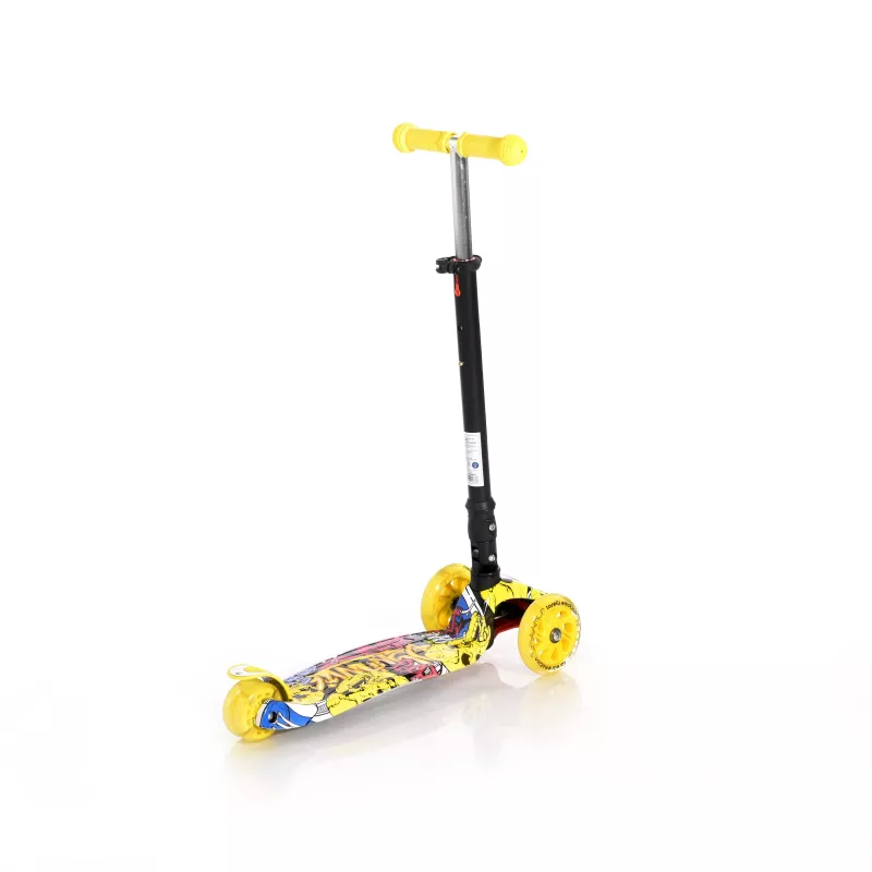 Trotineta pentru copii, 5 Ani+, 4 roti cu leduri, Rapid, Yellow Graffiti 2