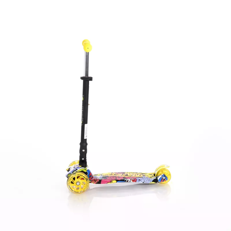 Trotineta pentru copii, 5 Ani+, 4 roti cu leduri, Rapid, Yellow Graffiti 3