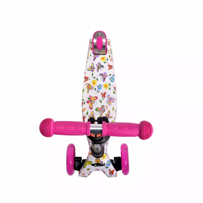 Trotineta pentru copii, 5 Ani+, 4 roti cu leduri, Rapid, Pink Butterfly 4