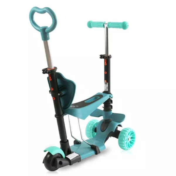 Trotineta reglabila pentru coopii, Draxter, sezut cu spatar, maner parental, 3 ani+, Mint Green 3