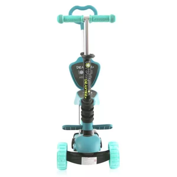 Trotineta reglabila pentru coopii, Draxter, sezut cu spatar, maner parental, 3 ani+, Mint Green 4