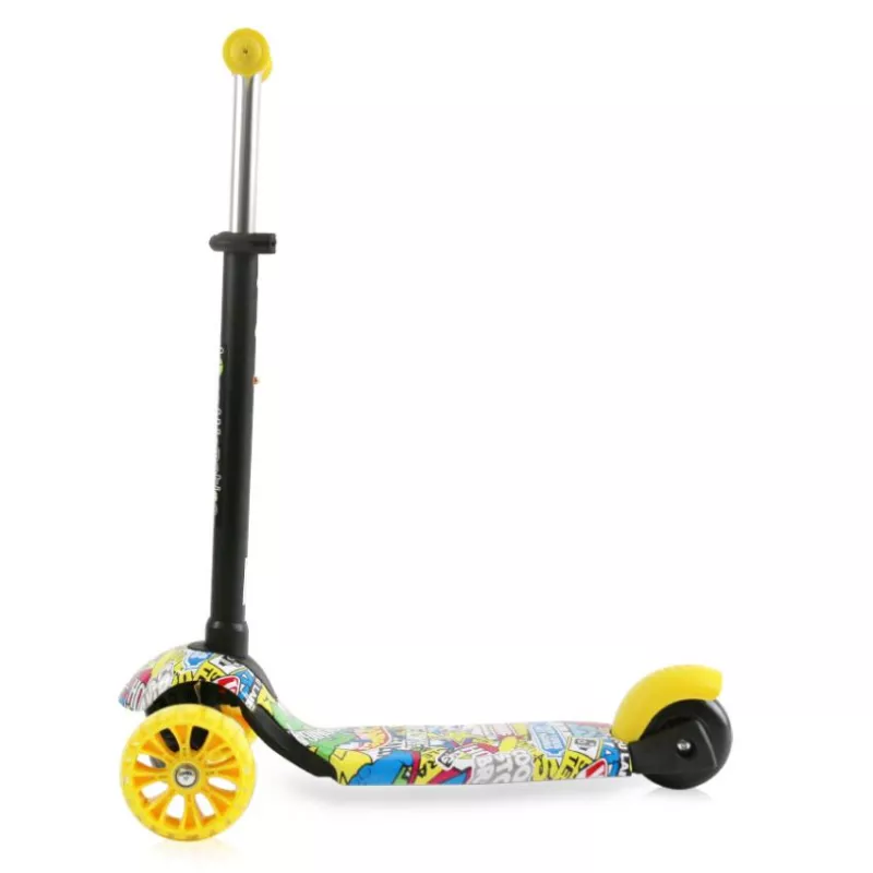 Trotineta reglabila pentru coopii, Draxter, sezut cu spatar, maner parental, 3 ani+, Graffiti Smile 10