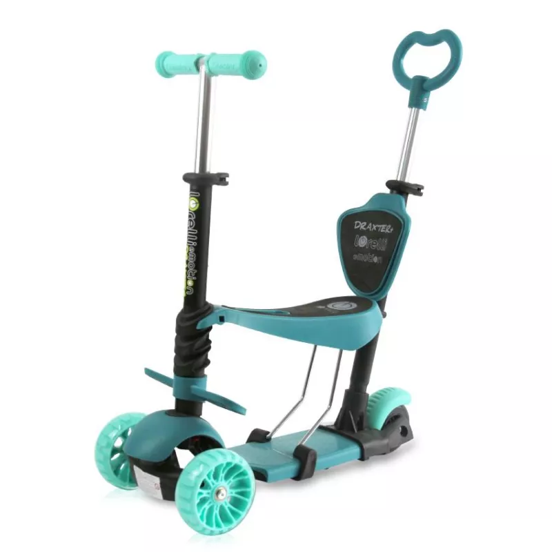 Trotineta reglabila pentru coopii, Draxter, sezut cu spatar, maner parental, 3 ani+, Mint Green 1