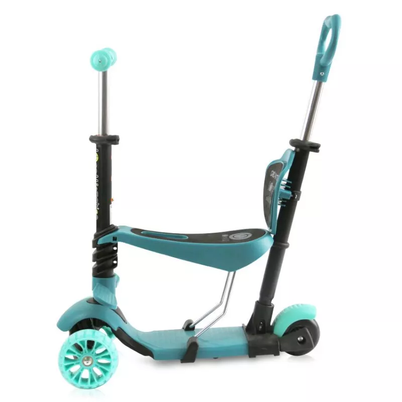 Trotineta reglabila pentru coopii, Draxter, sezut cu spatar, maner parental, 3 ani+, Mint Green 2