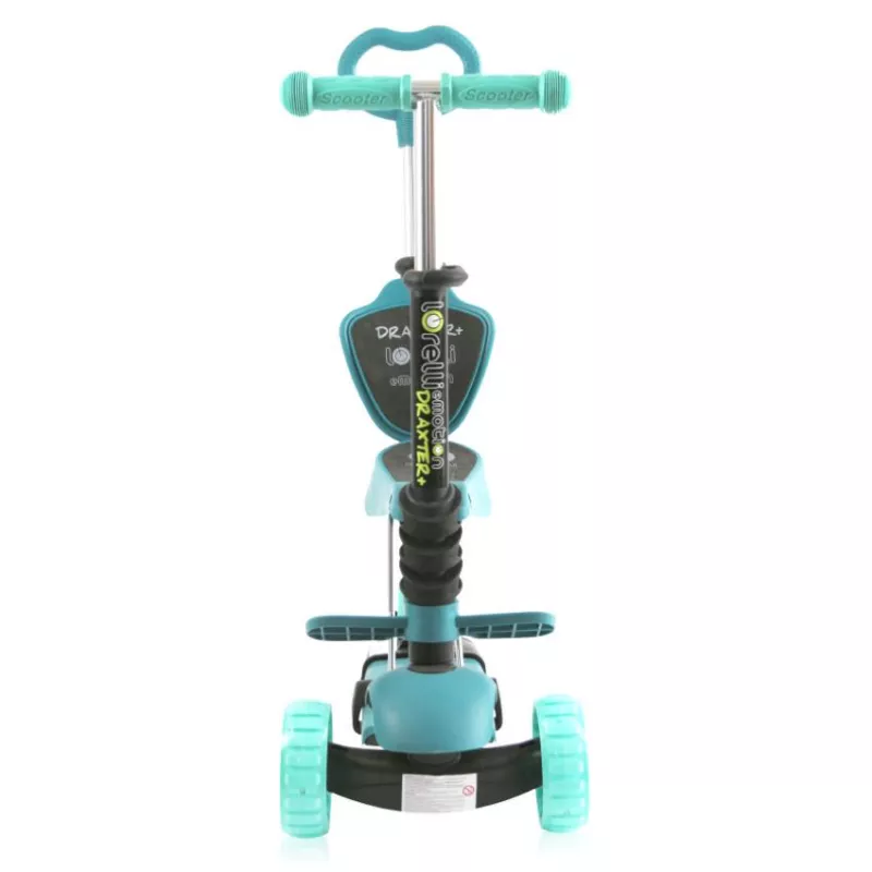 Trotineta reglabila pentru coopii, Draxter, sezut cu spatar, maner parental, 3 ani+, Mint Green 4