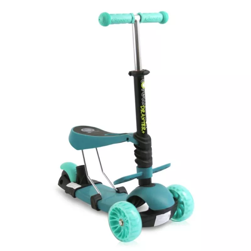 Trotineta reglabila pentru coopii, Draxter, sezut cu spatar, maner parental, 3 ani+, Mint Green 6