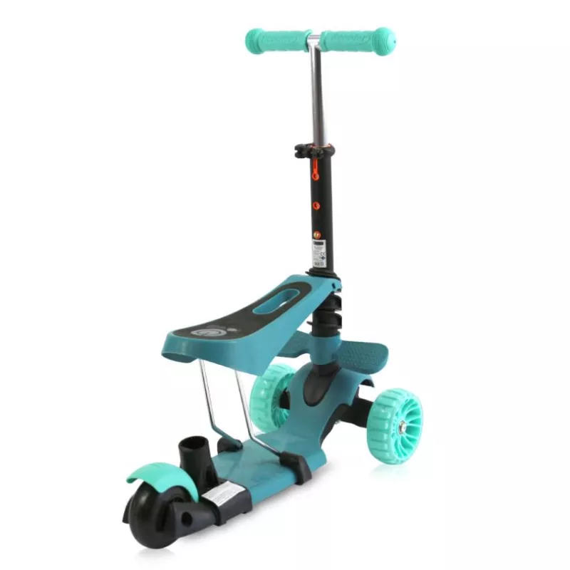 Trotineta reglabila pentru coopii, Draxter, sezut cu spatar, maner parental, 3 ani+, Mint Green 8