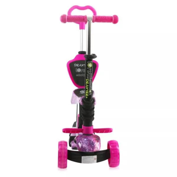 Trotineta reglabila pentru copii, Draxter, sezut cu spatar, maner parental, 3 ani+, Pink Galaxy 4