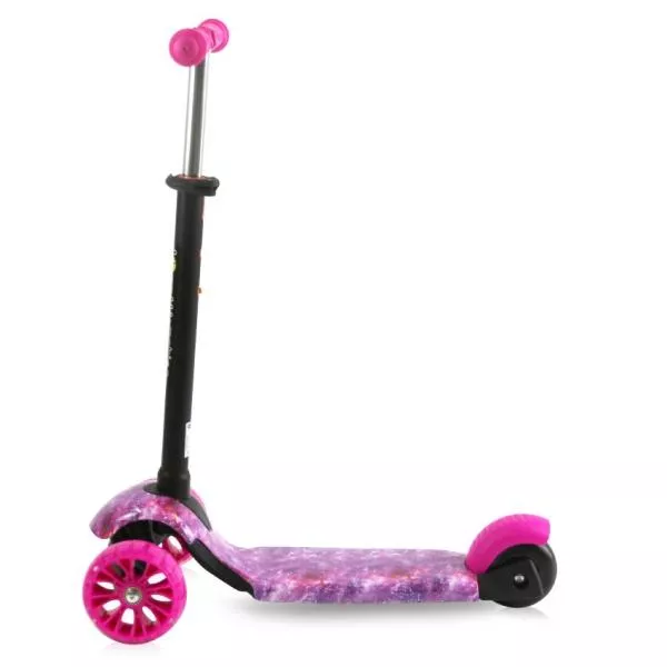 Trotineta reglabila pentru copii, Draxter, sezut cu spatar, maner parental, 3 ani+, Pink Galaxy 10