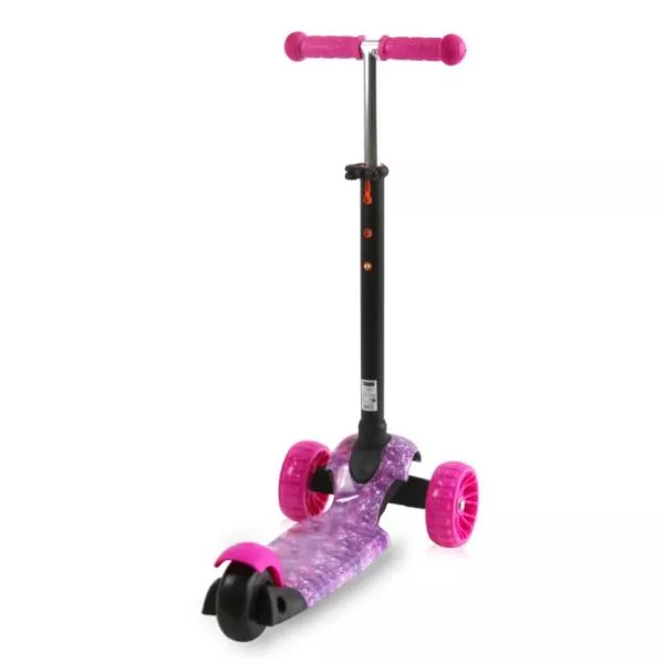 Trotineta reglabila pentru copii, Draxter, sezut cu spatar, maner parental, 3 ani+, Pink Galaxy 11