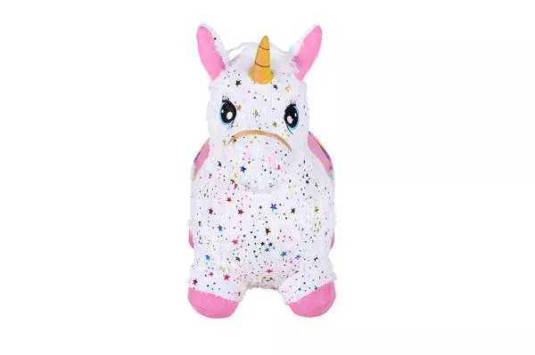 Unicorn gonflabil din plus pentru sarit, Knorr Toys, include pompa de aer, husa moale detasabila din material textil, 63x26x52 cm, pana la 50 kg, 12 Luni+, Pink 3