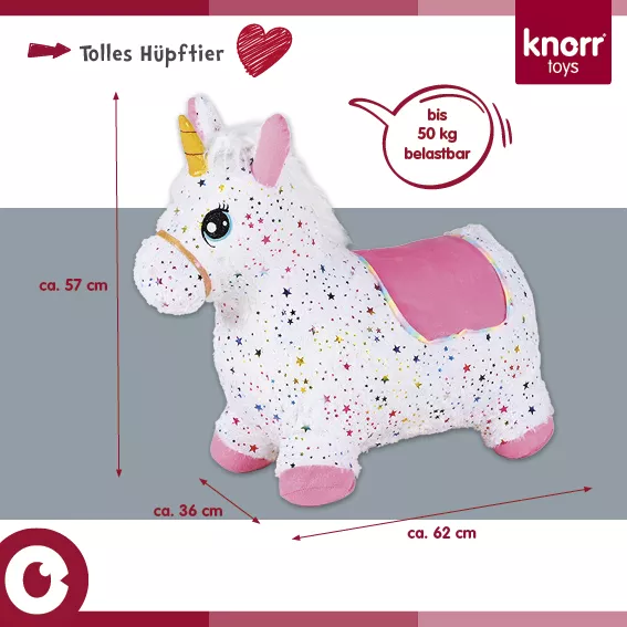 Unicorn gonflabil din plus pentru sarit, Knorr Toys, include pompa de aer, husa moale detasabila din material textil, 63x26x52 cm, pana la 50 kg, 12 Luni+, Pink 7