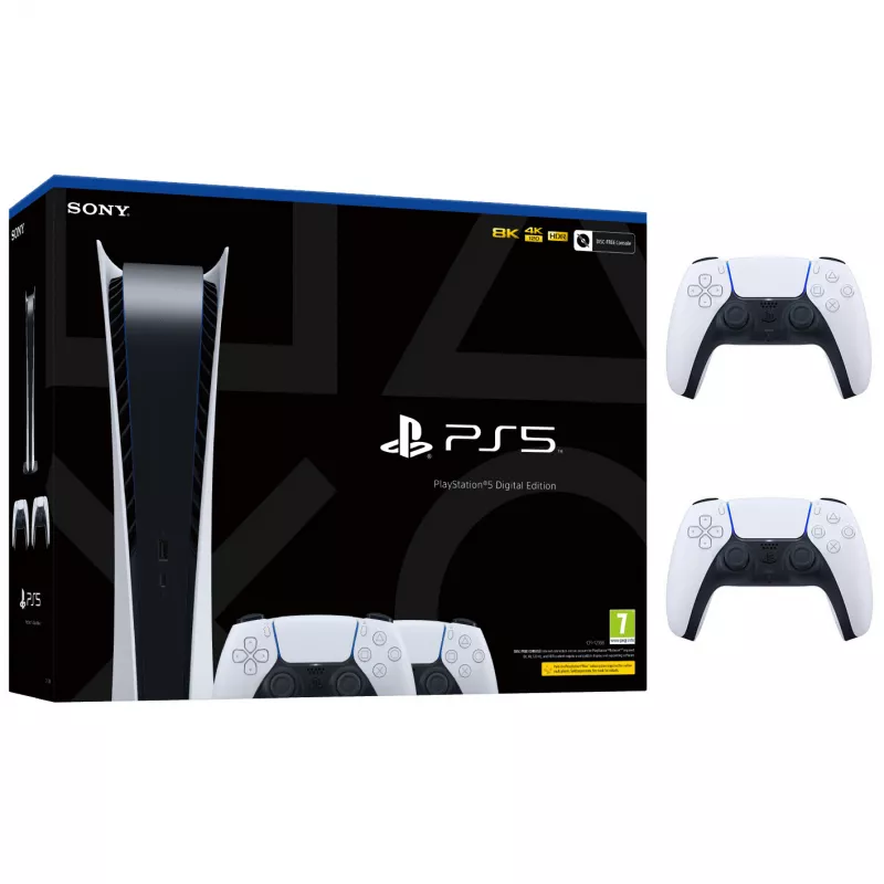 SONY Playstation 5 Digital + Controller suplimentar, Consola de jocuri PS5, 825GB, [],kattara.ro