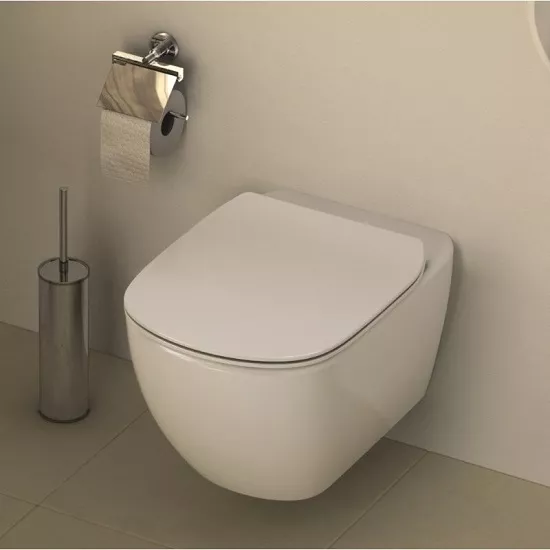 Vas WC Ideal Standard Tesi T007901,  suspendat, evacuare orizontala, pentru rezervor incastrat, fixare ascunsa, Aquablade, alb