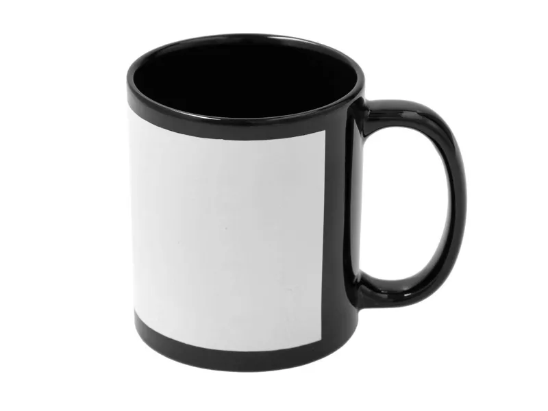Mug 11 oz Black, with white Patch