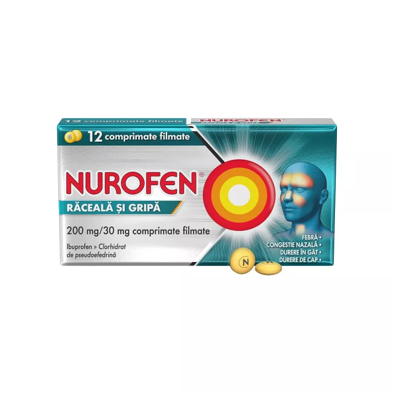 NUROFEN RACEALA SI GRIPA 200 mg/30 mg x 12 COMPR. FILM.