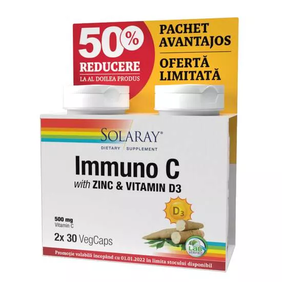 SECOM IMMUNO C WITH ZINC AND VITAMIN D3 X 30 CPS 1+1 50% REDUCERE