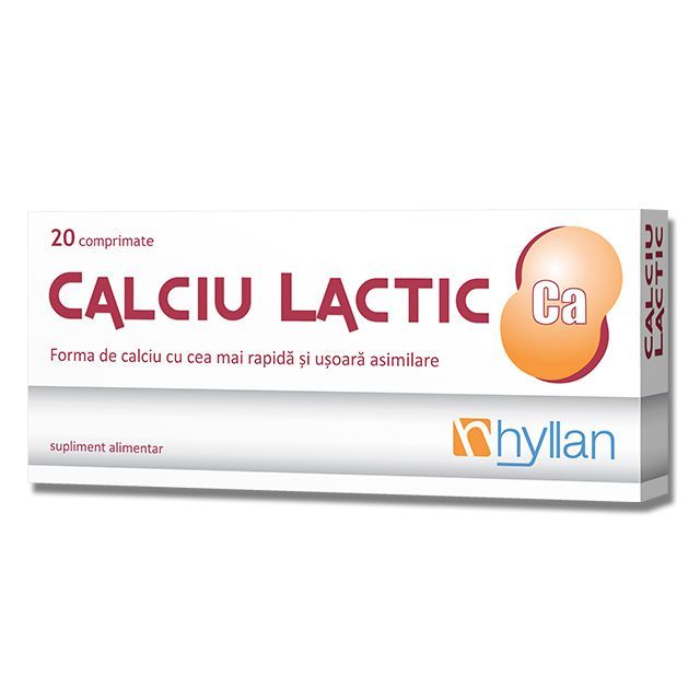 Vitamine Si Minerale Calciu Lactic X 20 Comprimate Hyllan O1