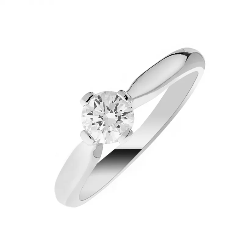 Inel de logodna din aur alb de 18K cu diamant solitaire de 0.497CT