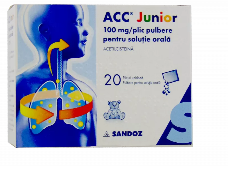 ACC Junior 100mg pulbere solutie orala 3 grame x 20 plicuri, [],medik-on.ro