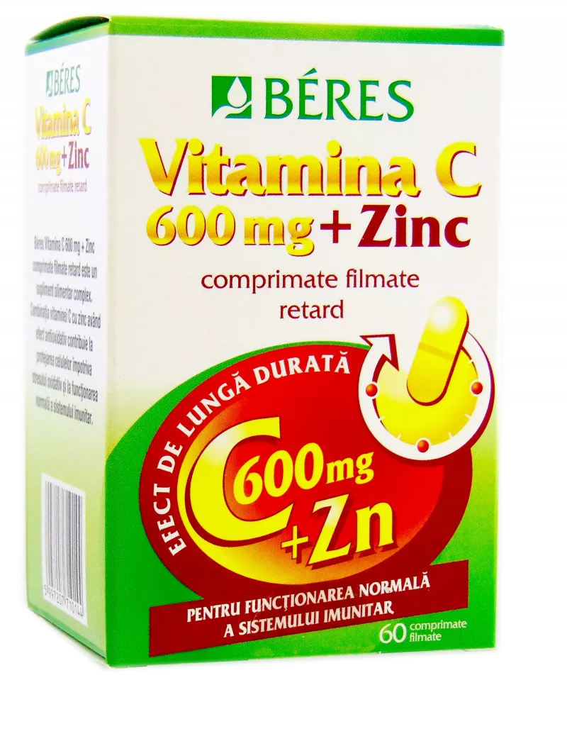 Beres vitamina C 600mg + Zinc x 60 comprimate, [],medik-on.ro