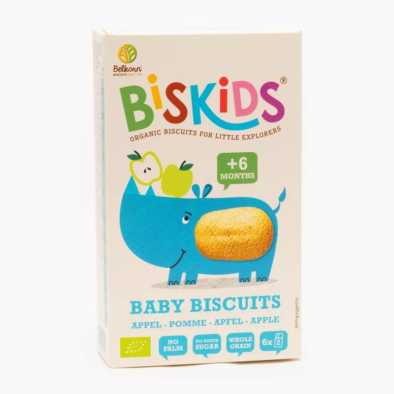 Biskids Baby Biscuiti eco fara zahar cu mere, de la 6 luni, 120 grame, [],medik-on.ro