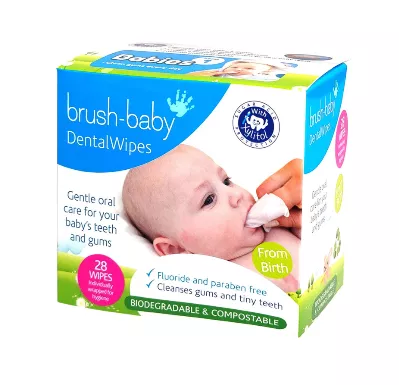 Brush Baby Servetele umede cu xylitol pentru igiena gingiilor si dintisorilor x 28 bucati, [],medik-on.ro